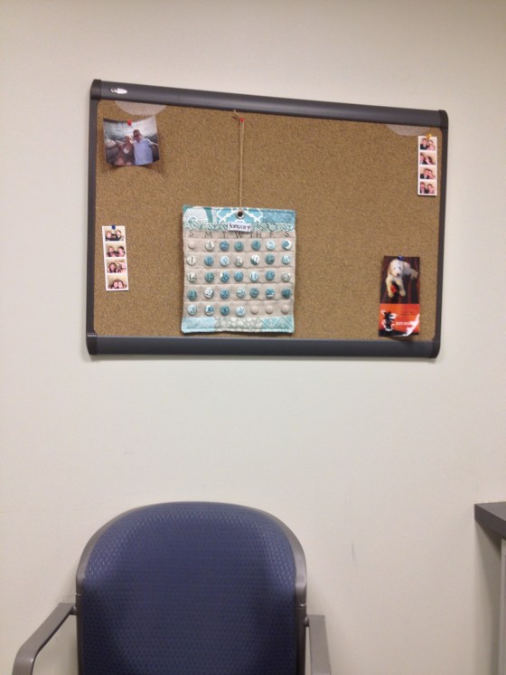 Calendar in Office (notice the picture of Gatsby!)